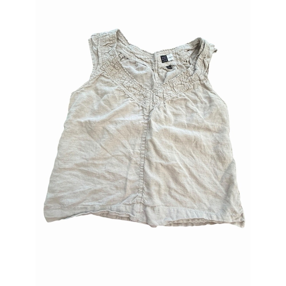 Saks Fifth Avenue Cream Ruffle V-Neck Tunic Top - Picture 2 of 9